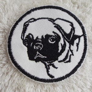 Pug Dog Embroidered Iron On Patch