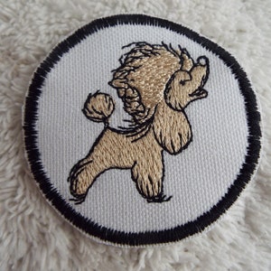 Cartoon Barking Poodle Dog Embroidered Iron On Patch