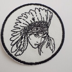 Indian Woman Headdress Embroidered Iron On Patch