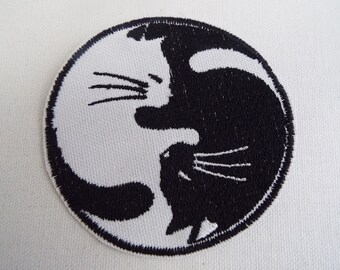Yin-Yang Katzen Aufnäher – 8 Cm, Bestickt, Zum Aufbügeln Oder Nähen