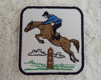 Steeple Chase Jumping Rider Horse Equestrian Iron-on Patch