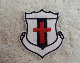 Shield Cross Red Embroidery Iron-on Patch