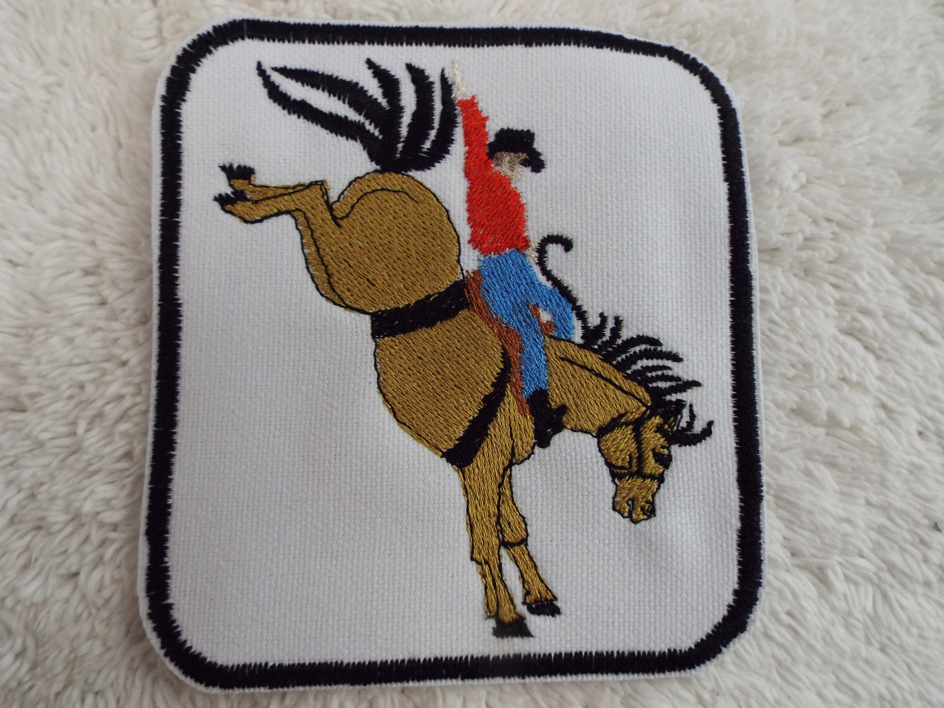 Rodeo Bronco Horse Rider Cowboy Embroidery Iron-on Patch - Etsy