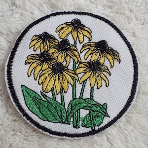 Blackeyed Susans Flowers Embroidery Iron-on Patch