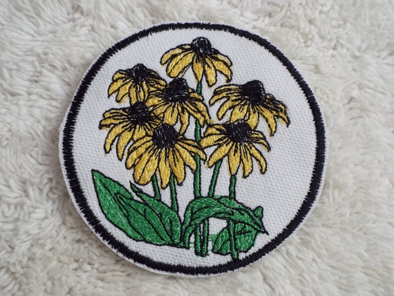 Blackeyed Susans Flowers Embroidery Iron-on Patch