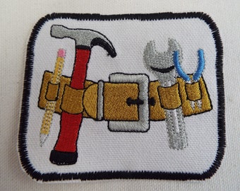 Carpenter Construction Toolbelt Embroidered Iron On Patch