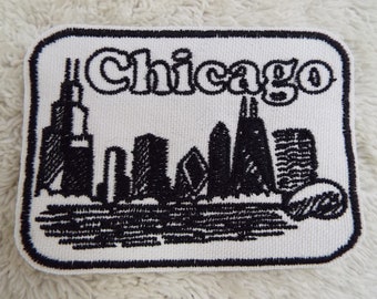Toppa termoadesiva con ricamo skyline di Chicago