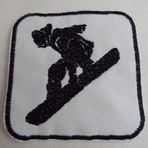Snowboarder Silhouette Embroidery Iron-on Patch