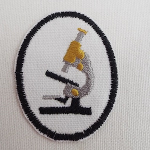 Silver Microscope Embroidery Iron-on Patch