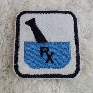 RX Pharmacy Mortar Pestle Embroidered Iron-on Patch