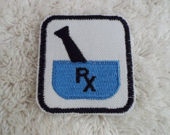 RX Pharmacy Mortar Pestle Embroidered Iron-on Patch