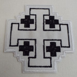 Jerusalem Cross Embroidered Iron On Patch