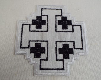 Jerusalem Cross Embroidered Iron On Patch