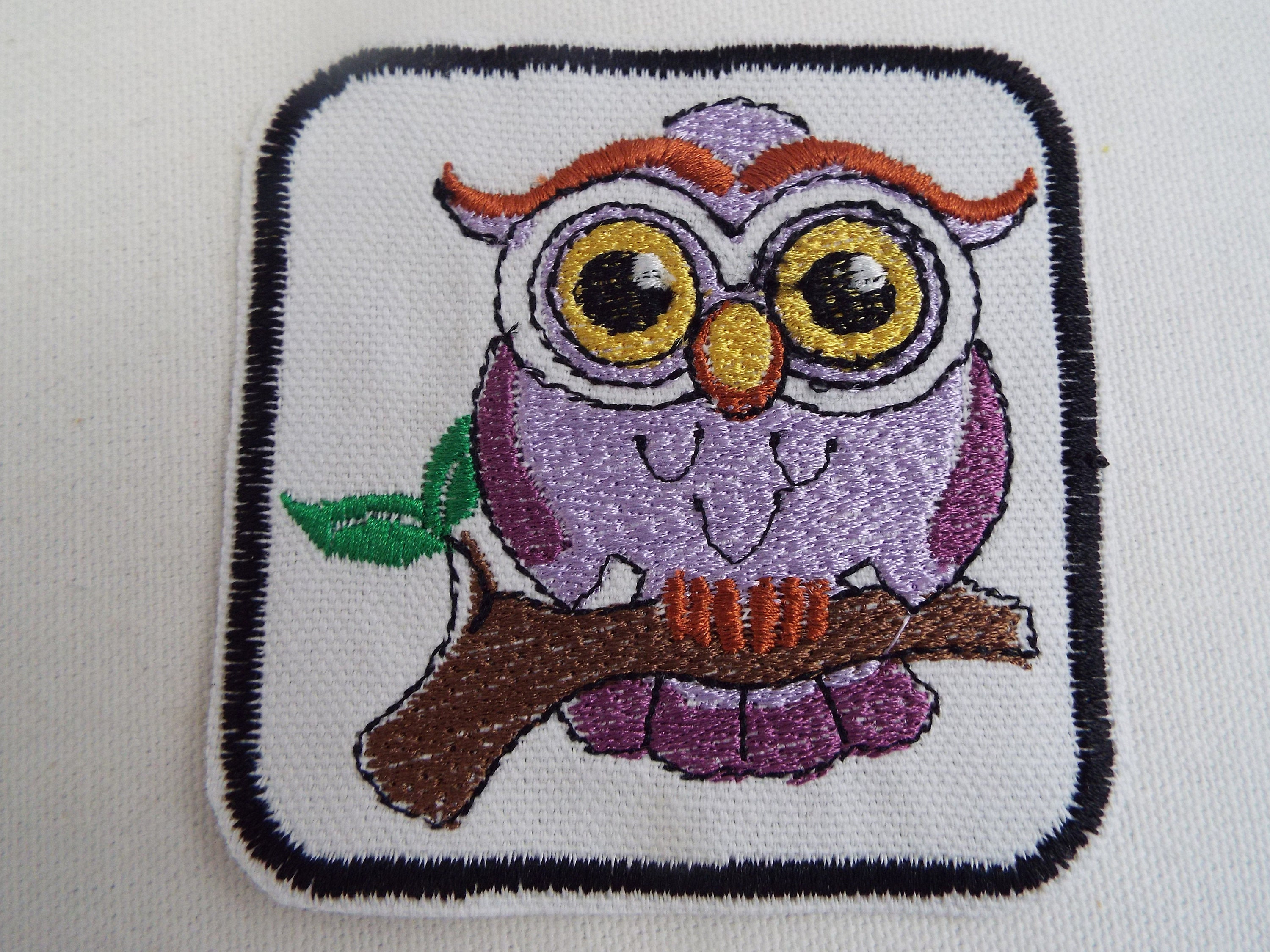 Purple Owl Embroidery Iron-on Patch