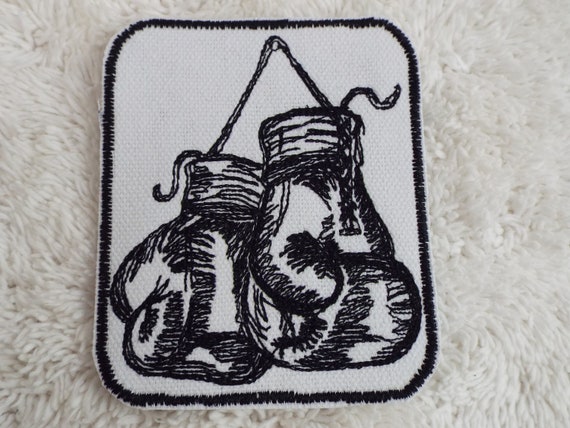 BOXING GLOVES BLACK IRON-ON PATCH 