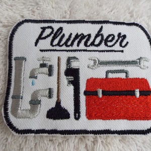 Klempner Pfeifen Toolbox Werkzeuge Stickerei Bügelbild Aufnäher