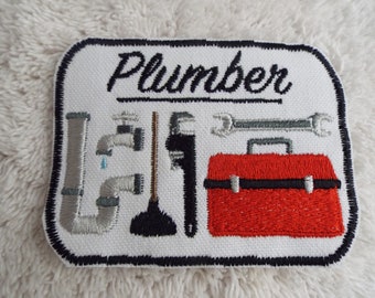 Klempner Rohre Toolbox Werkzeuge Stickerei Bügelbild