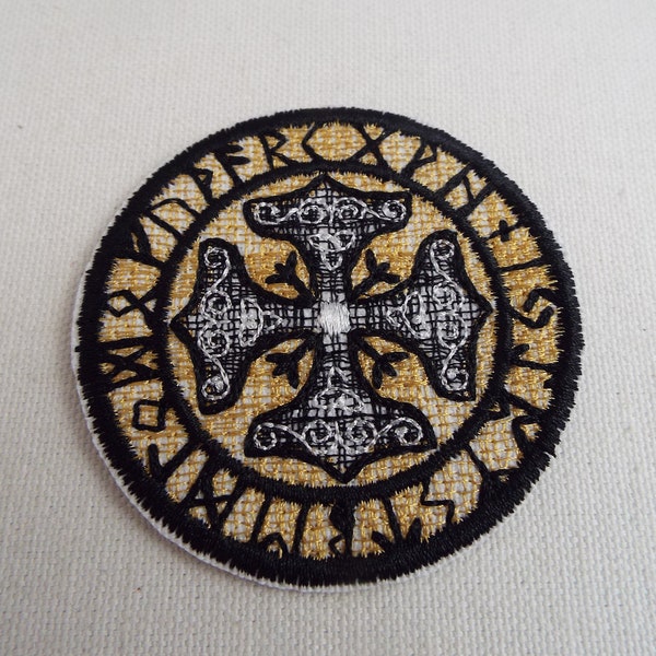 Norse Viking Rune Cross Embroidery Iron-on Patch