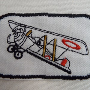 複葉機 飛行機 刺繍 アイロン接着パッチ