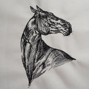 Black & White Embroidered Horse for Frame Pillow etc.