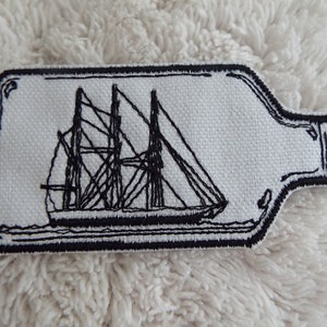 Ship in a Bottle Embroidered Iron On Patch