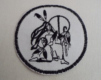 Western Indian Woman Embroidered Iron On Patch