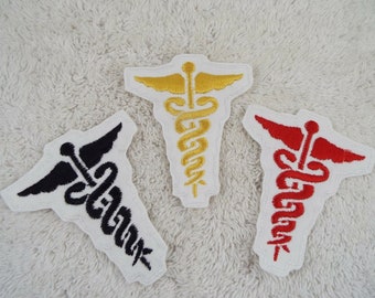 Caduceus Medical Emblem Embroidery Iron-on Patch