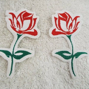 Long Stem Rose Embroidery Iron-on Patch