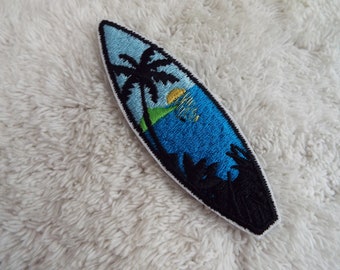 Blue Sunset Surf Board Surfboard Embroidered Iron-on Patch