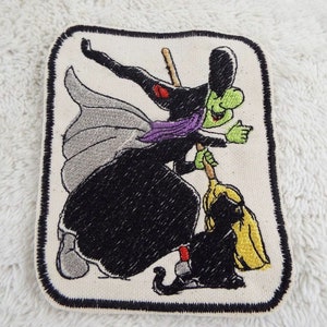 Halloween Witch Broom Cat Iron-on Patch