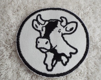 Black & White Dairy Cow Head Embroidery Iron-on Patch