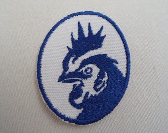 Blue Rooster Silhouette Iron-on Patch