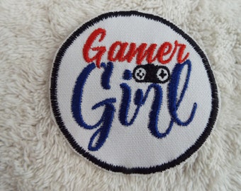 Video Gamer Girl Embroidered iron On Patch