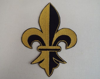 Gold Black Fleur De Lis Embroidery Iron-on Patch