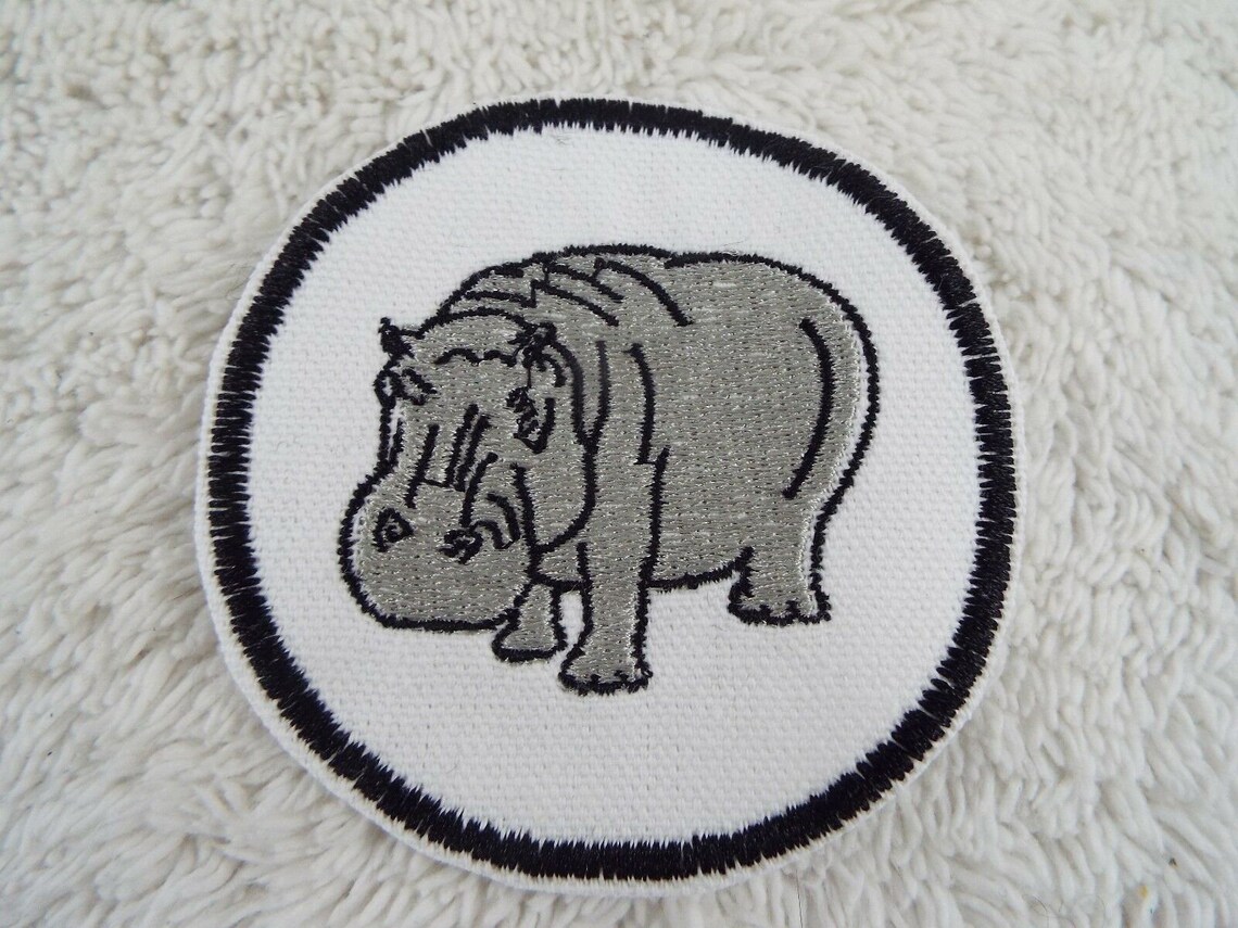 Hippo Hippopotamus Embroidery Ironon Patch Etsy