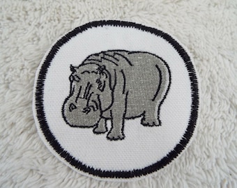 Hippo Hippopotamus  Embroidery Iron-on Patch