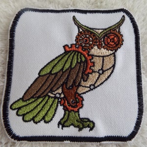 Steampunk Owl Embroidered Iron On Patch