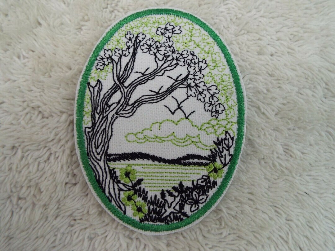 Spring Meadow Tree Embroidery Iron-on Patch - Etsy