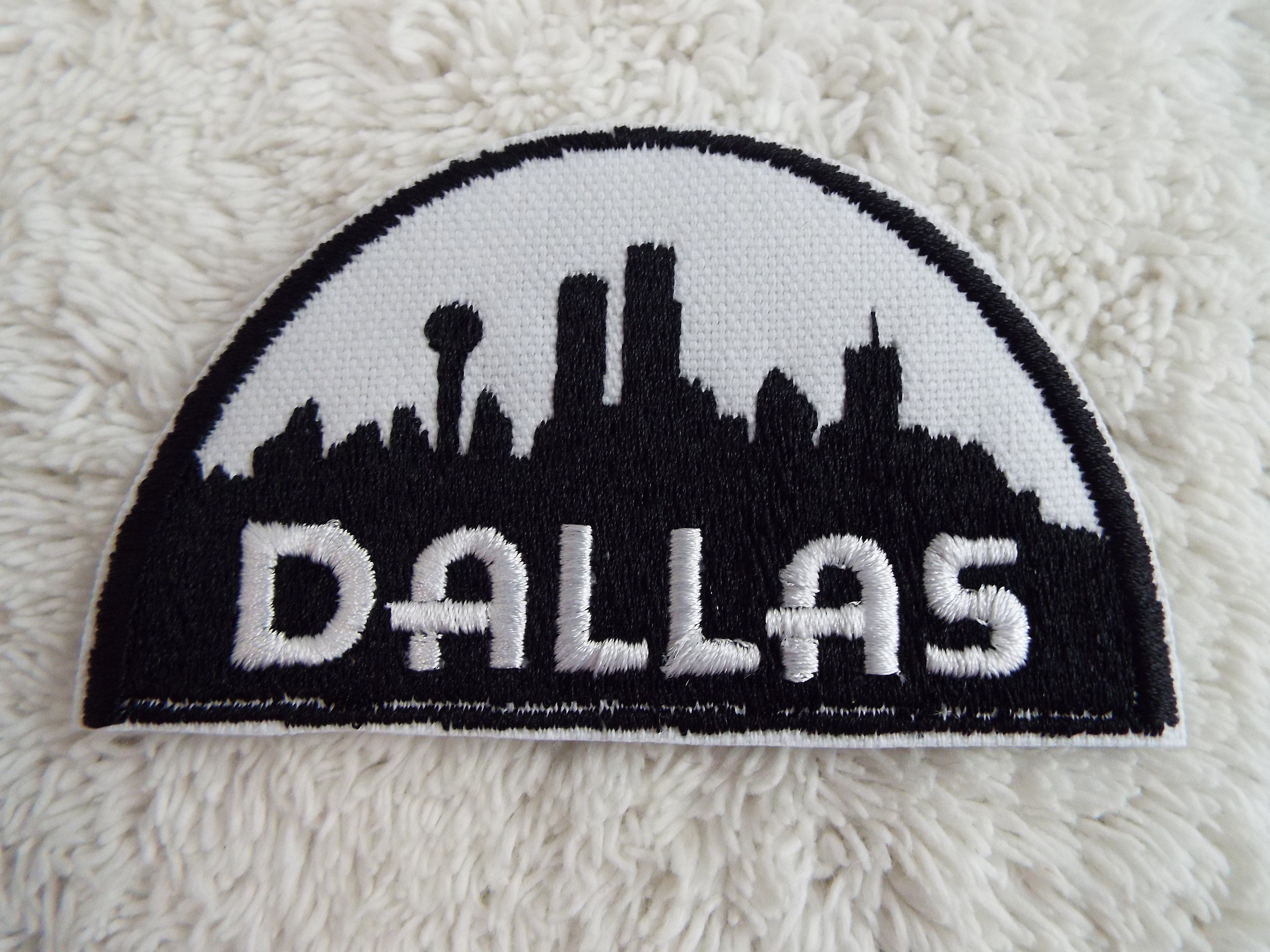  Dallas Star Embroidered Patch Appliqué. Iron On, Black with  White Satin. Size 2.4 (63mm)