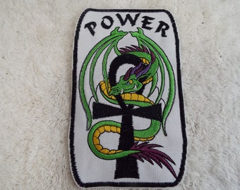 Parche bordado para planchar Dragon Ankh Power