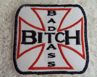 Bad Ass Bitch Cross Embroidered Iron On Patch