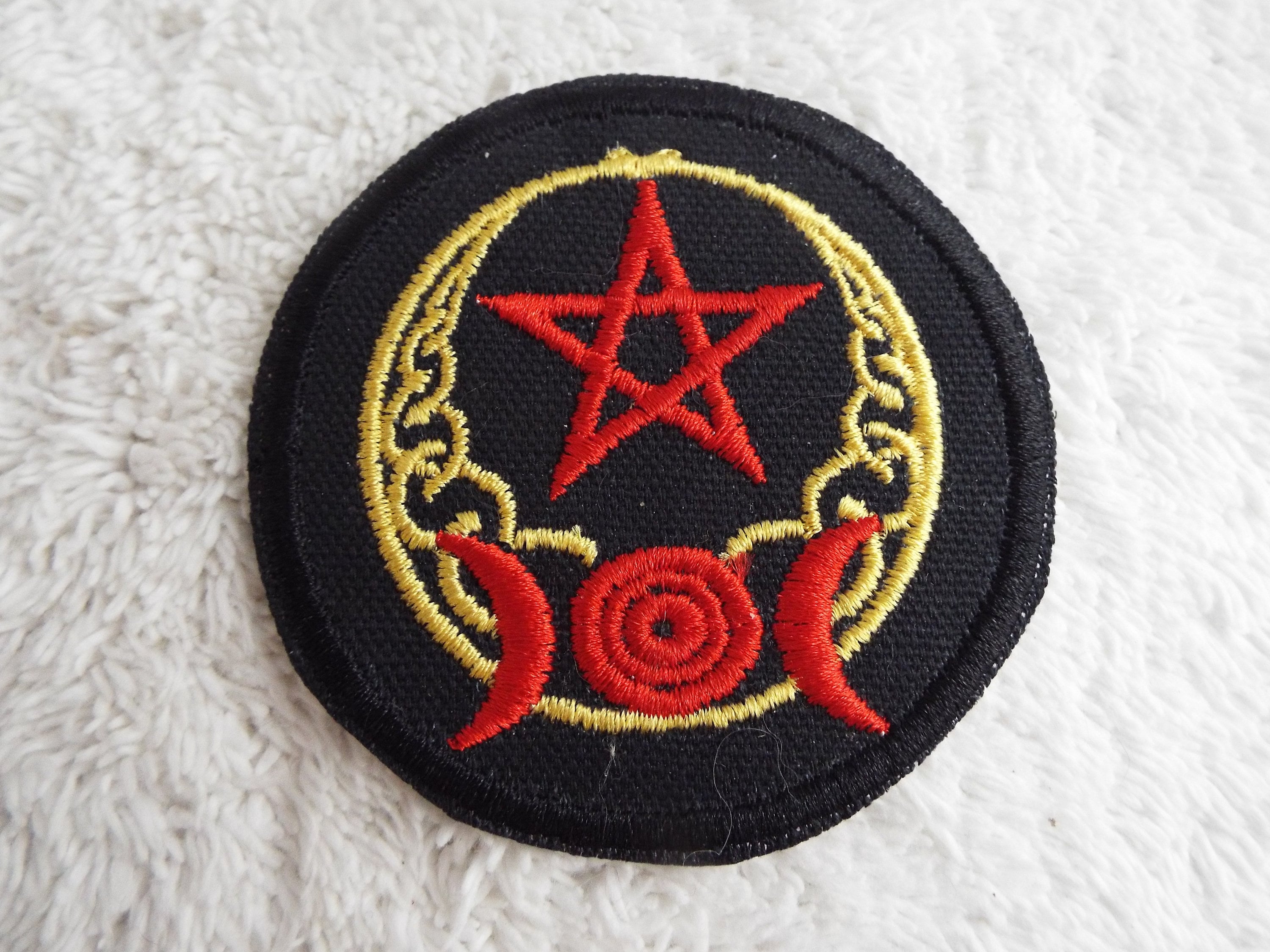 Moon Child Round Embroidered Iron On Match Flower Wiccan 