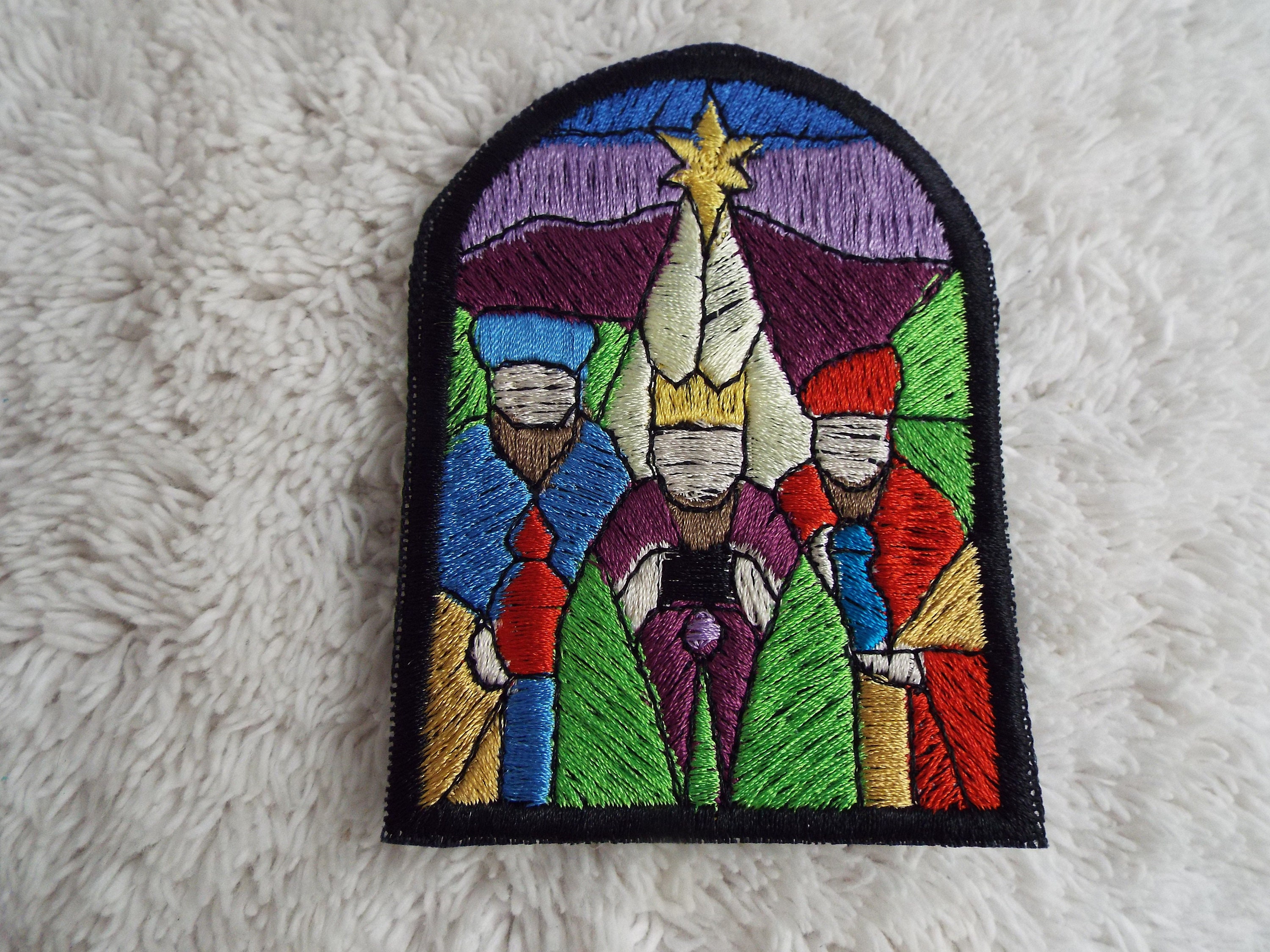 Three Wise Men Nativity Stained Glass Embroidery Iron-on Patch - Etsy