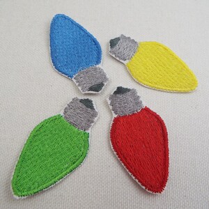 4 pcs Christmas Lightbulbs Embroidery Iron-on Patch