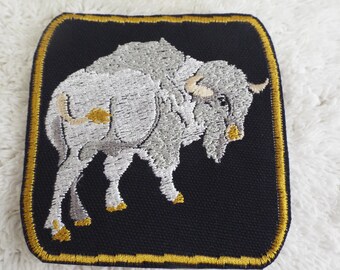White Buffalo Embroidery Iron-on Patch