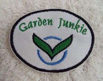 Garden Junkie Embroidered iron On Patch