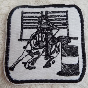 ロデオバレルレーシング馬刺繍アイロンパッチ