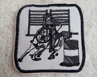 Toppa ricamata con ferro da stiro con cavallo da corsa Rodeo Barrel
