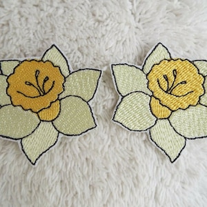 2 pcs Yellow Daffodils Iron-on Patch SET