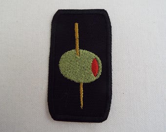 Olive on a Toothpick Embroidery Iron-on Patch